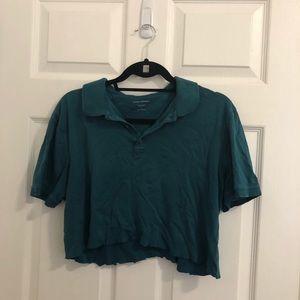 BANANA REPUBLIC cropped aqua tee